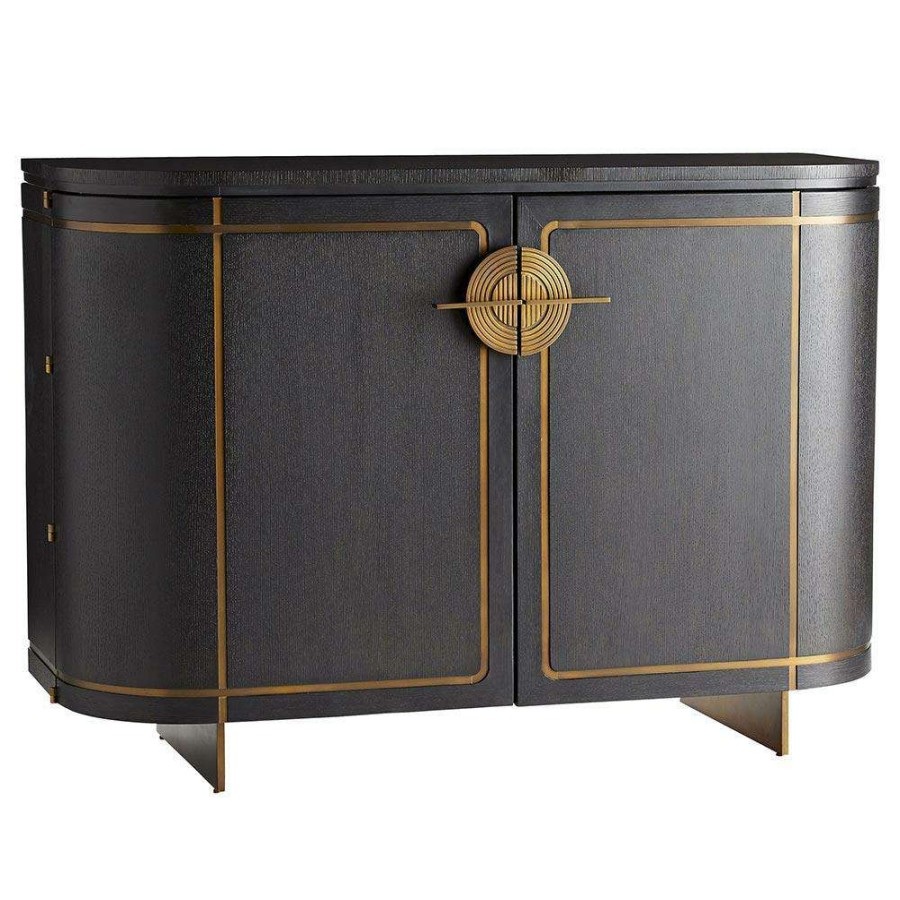 Furniture * | Arteriors Edmondson Global Bazaar Oak Gold Brass Accent 2 Door 2 Drawer Bar Cabinet Exclusive Design