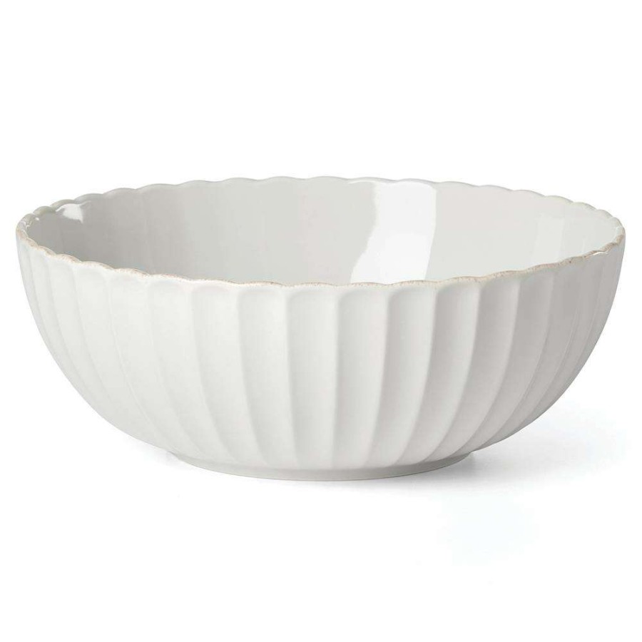 Dining & Bar * | Lenox Frence Perle Scallop French Country White Ceramic Serving Bowl Shop New