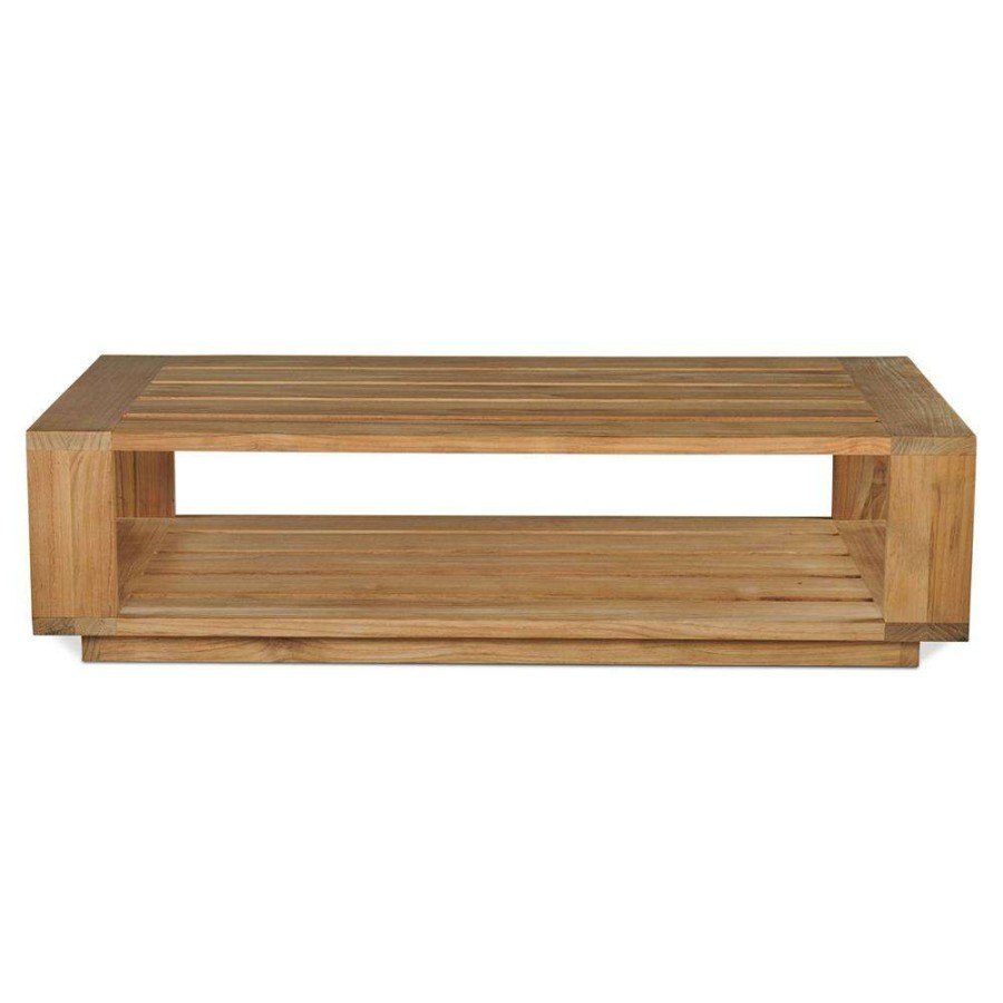 Outdoor * | Elijah Coastal Beach Natural Teak Wood Rectangular Outdoor Coffee Table Best Choice