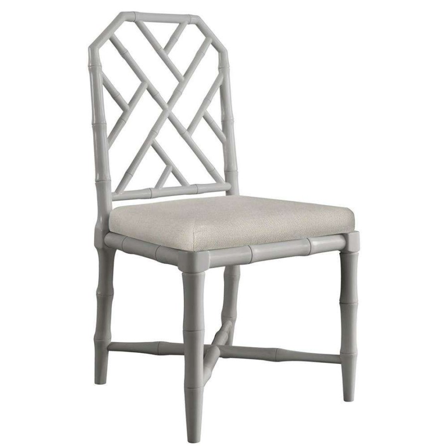 Furniture * | Villa & House Jardin Hollywood Regency Pewter Bamboo Dining Chair Discounts