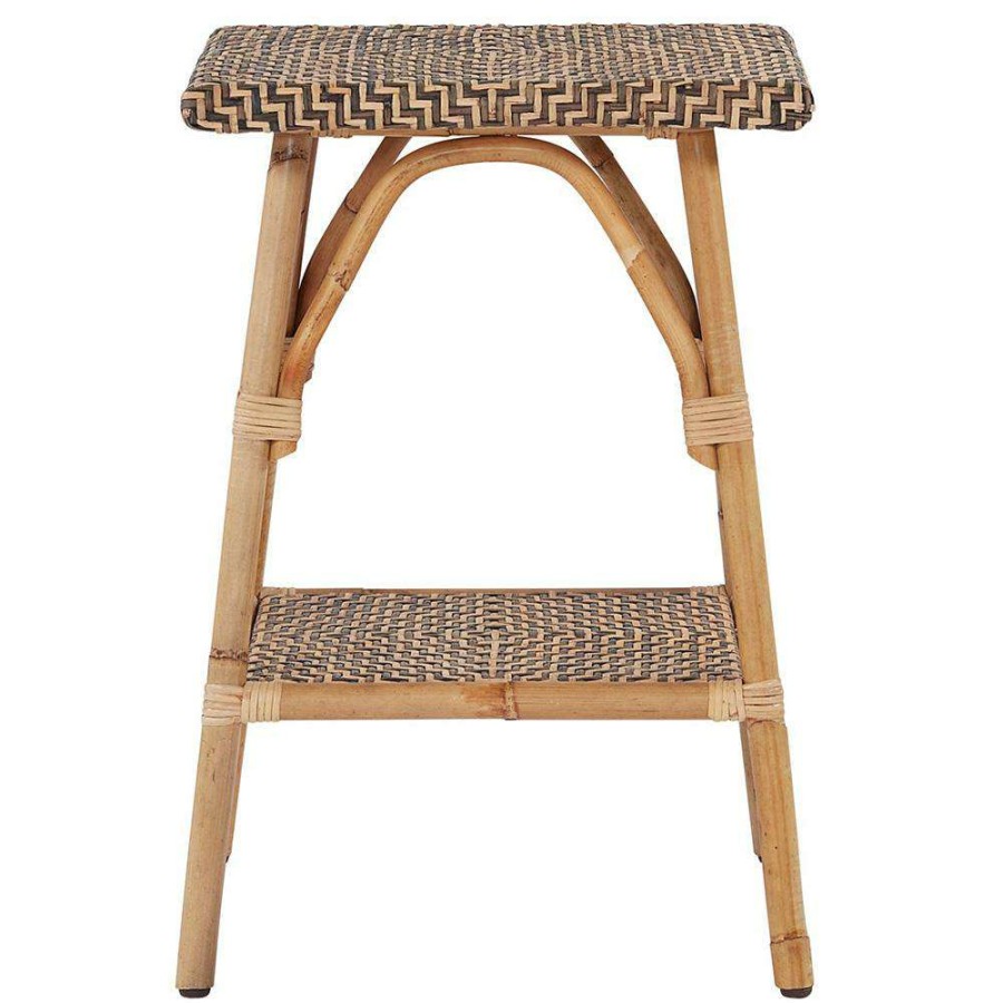 Furniture * | Andi Global Bazaar Brown Rattan Two-Toned Woven Top Square Accent Table Top Sell