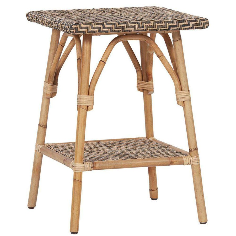 Furniture * | Andi Global Bazaar Brown Rattan Two-Toned Woven Top Square Accent Table Top Sell