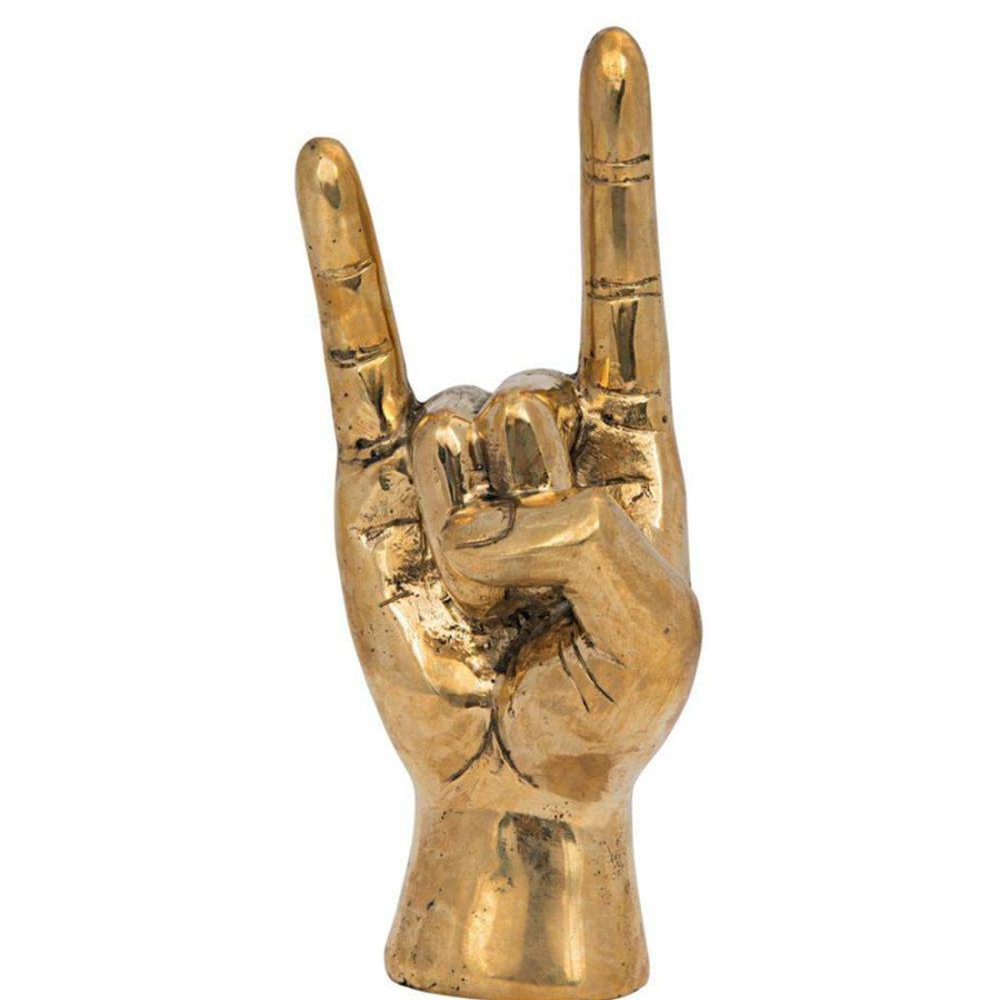 Decor * | Noir Loft Brass Metal Devil Hand Sculpture Best Choice