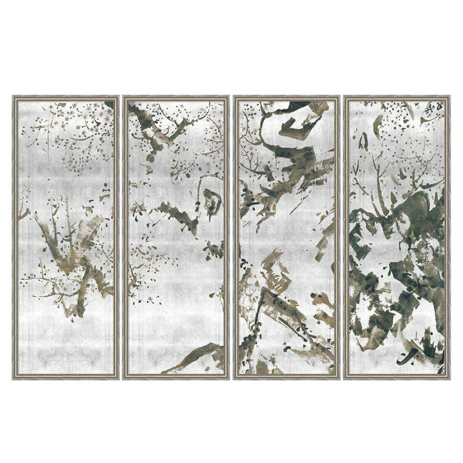 Art * | Kira Global Bazaar Grey Abstract Multipanel Mixed Media Cheap