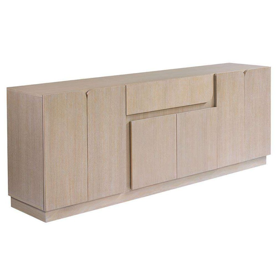 Furniture * | Sunpan Arezza Rustic Lodge Light Solid Oak Wood 1 Drawer 6 Door Sideboard High Quality