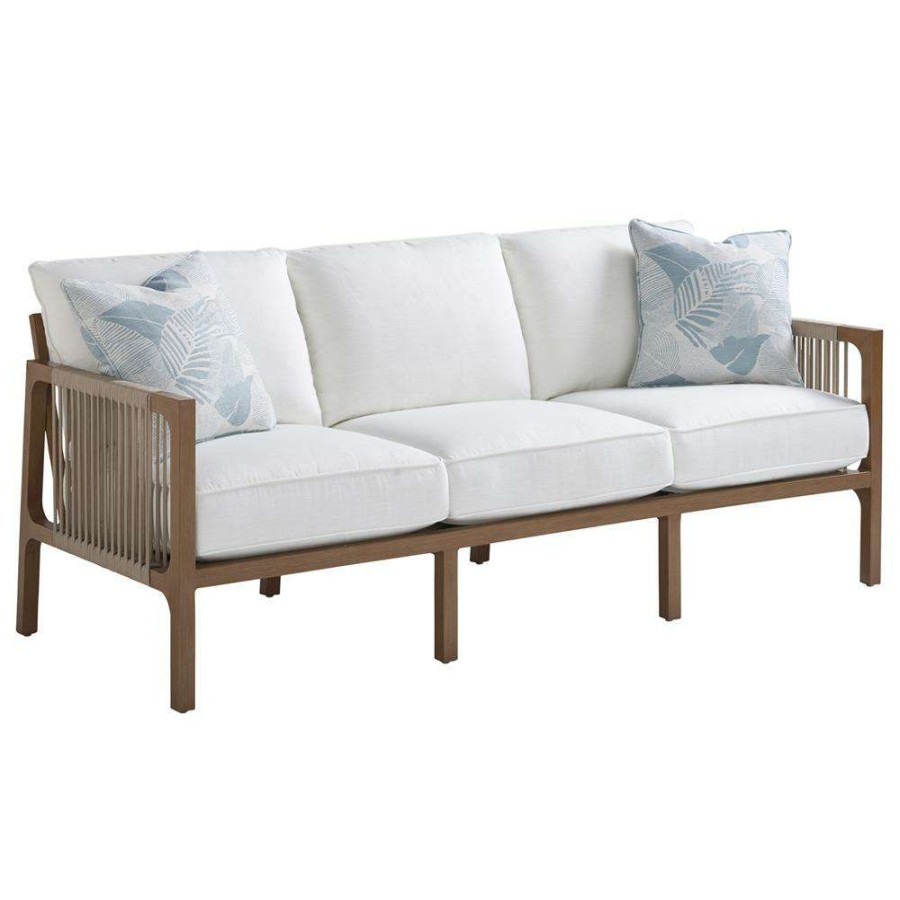 Outdoor * | Tommy Bahama St Tropez Modern White Cushion Brown Aluminum Outdoor Sofa 77 W High Quality