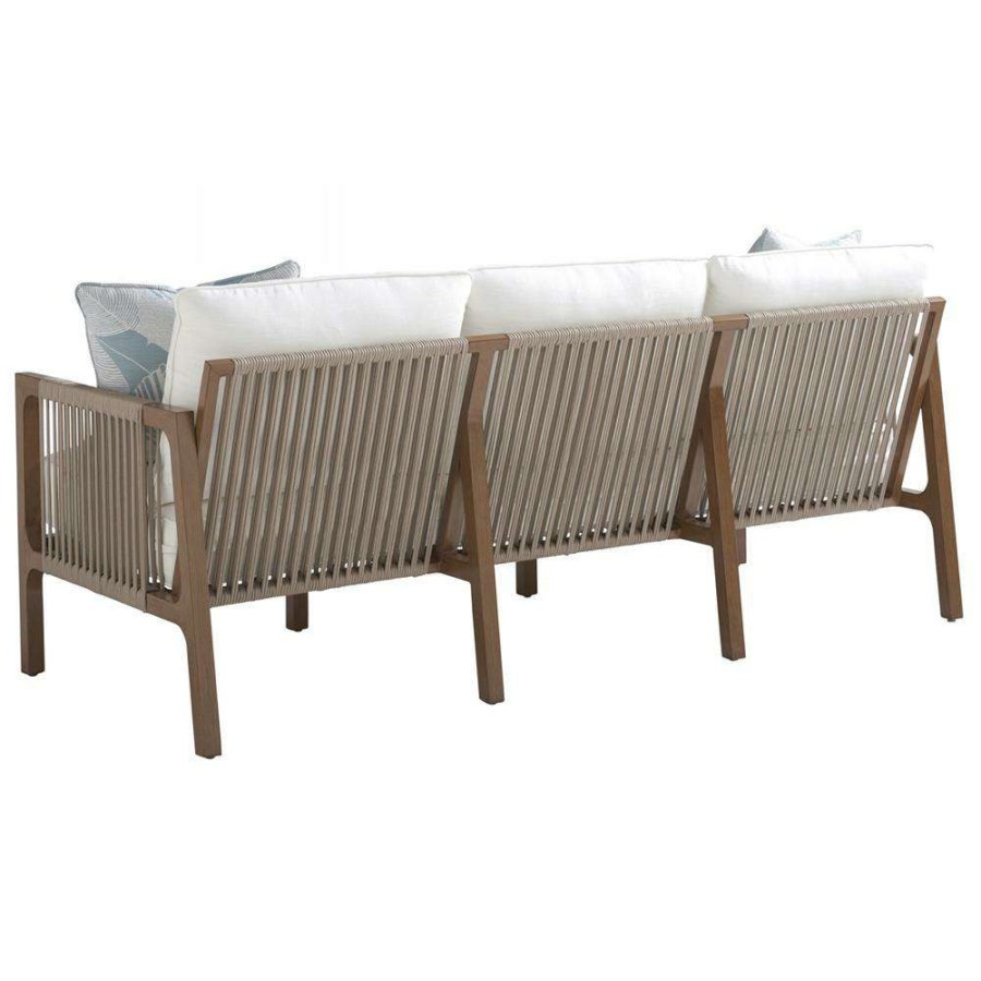 Outdoor * | Tommy Bahama St Tropez Modern White Cushion Brown Aluminum Outdoor Sofa 77 W High Quality