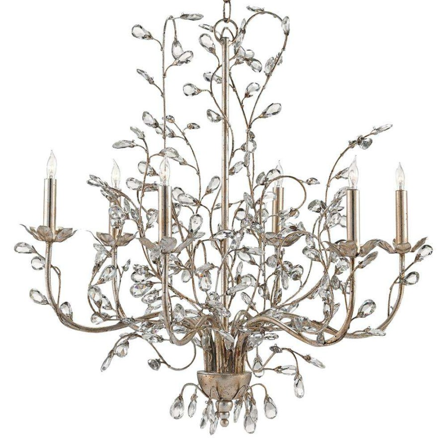 Lighting * | Brietta French Country Fairytale Silver Crystal Bud 6 Light Chandelier Less Expensive