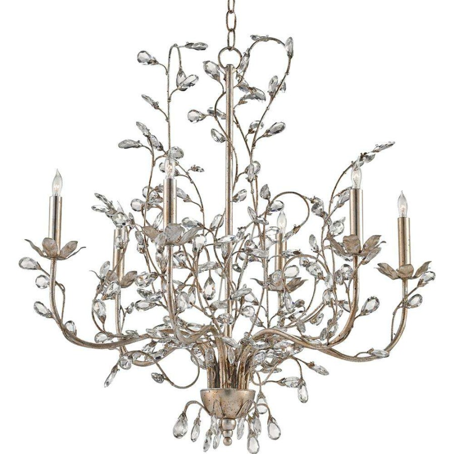 Lighting * | Brietta French Country Fairytale Silver Crystal Bud 6 Light Chandelier Less Expensive