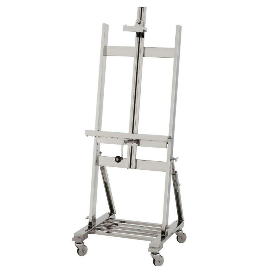 Decor * | Eichholtz Industrial Loft Nickel Stainless Steel Tv Easel Stand Quick Delivery