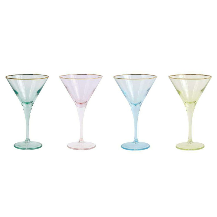 Dining & Bar * | Vietri Rainbow Modern Classic Assorted Martini Glass Set Of 4 Fire Sale