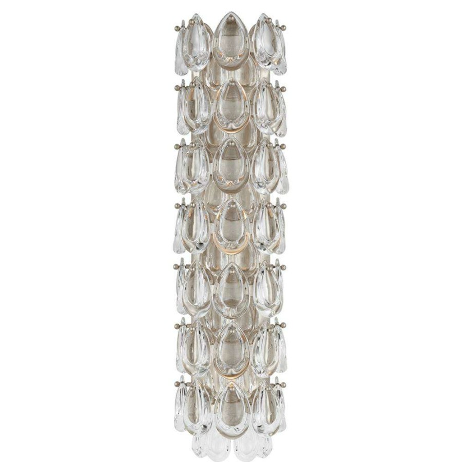 Lighting * | Visual Comfort Liscia Regency Burnished Silver Leaf Metal Crystal Sconce Exclusive Design