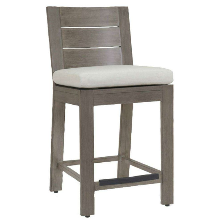 Outdoor * | Sunset West Laguna Modern Taupe Grey Aluminum Outdoor Counter Stool Shop New