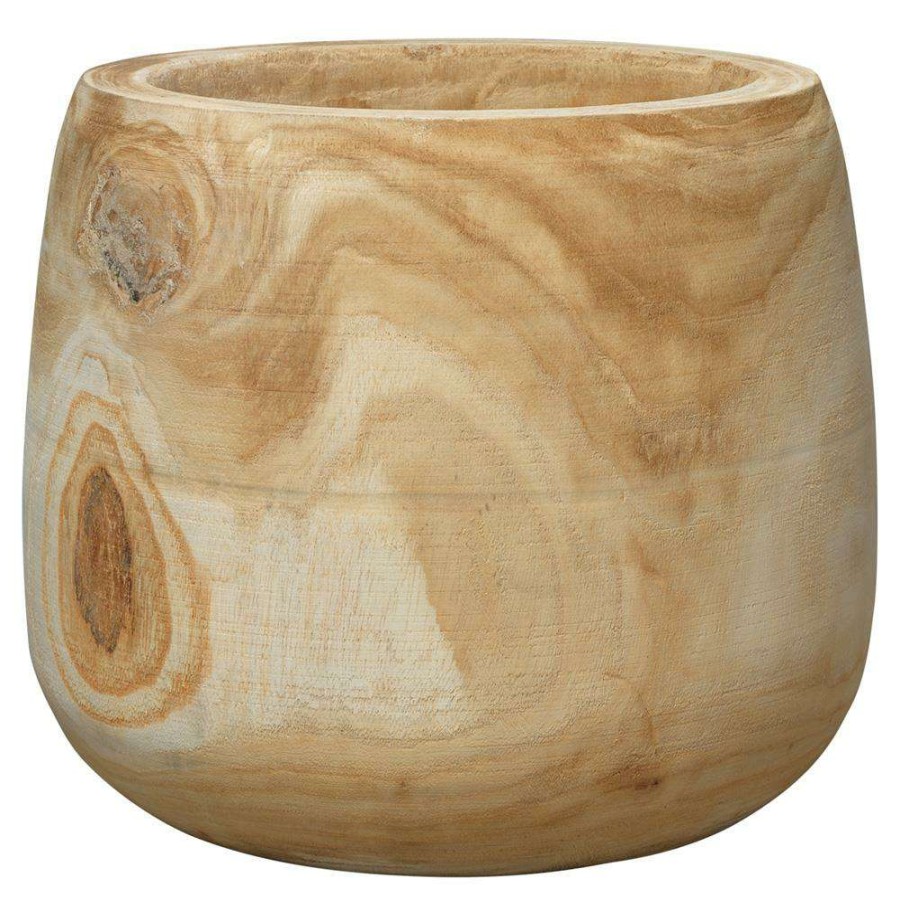 Decor * | Blake Coastal Brown Wood Textured Basin Vase Reasonable Price