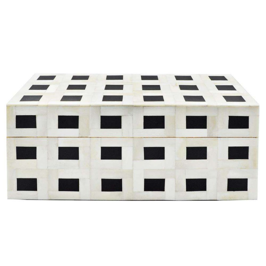 Decor * | Harold Modern Classic Natural White Bone Black Resin Decorative Box Small High Quality