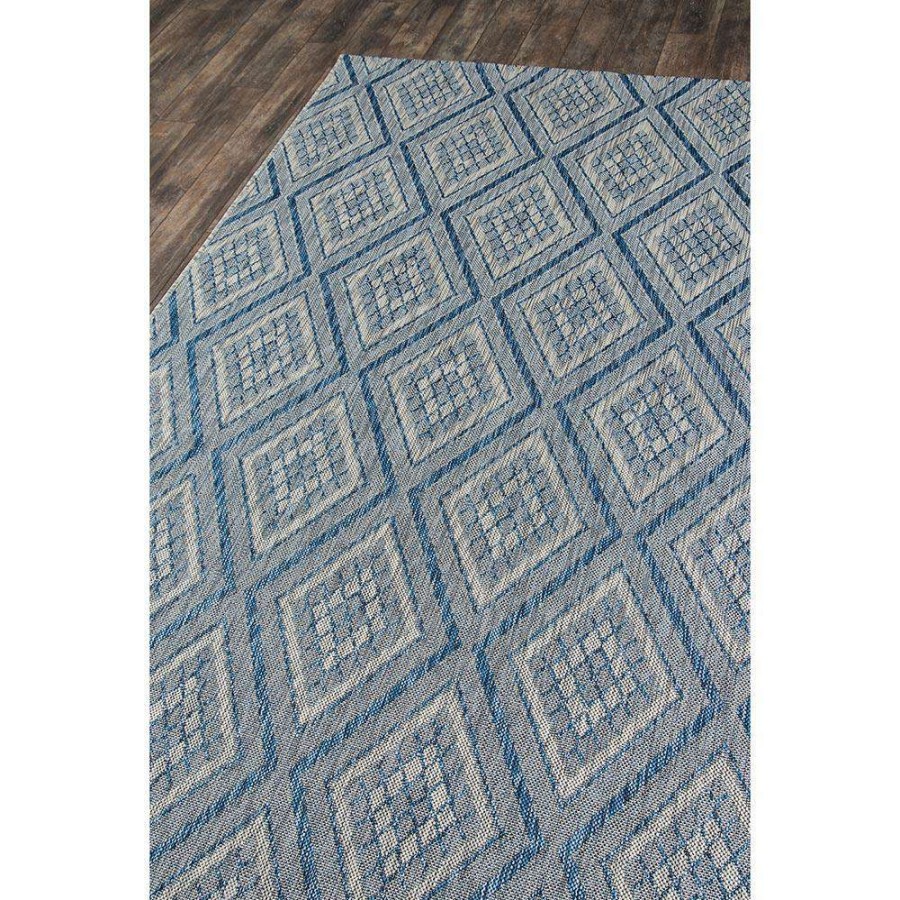 Rugs * | Meg Modern Classic Blue Diamond Patterned Outdoor Rug 7'10 X10'10" Shop New