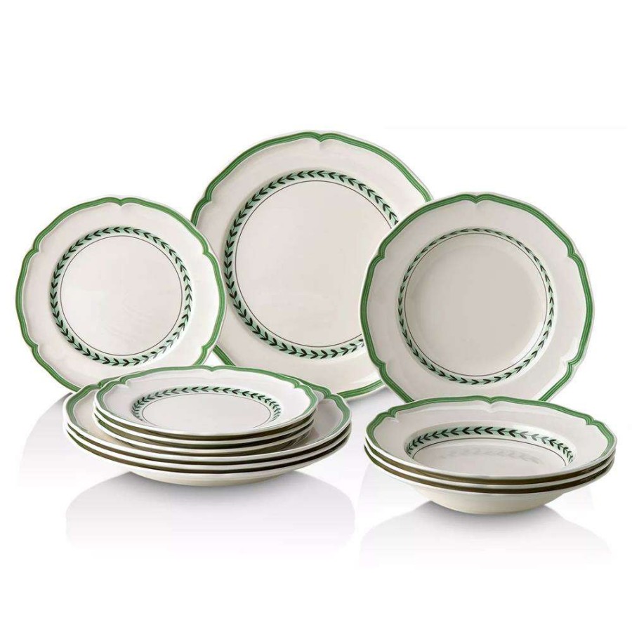 Dining & Bar * | Villeroy & Boch French Garden Green Line White Porcelain Dinnerware Collection Exactly Discount