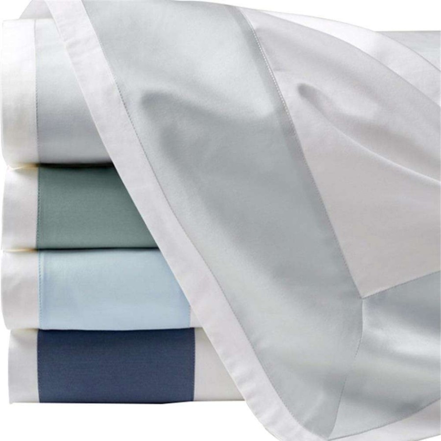 Bedding & Bath * | Sferra Casida Modern Powder Blue Cotton Flat Sheet Queen Discounts