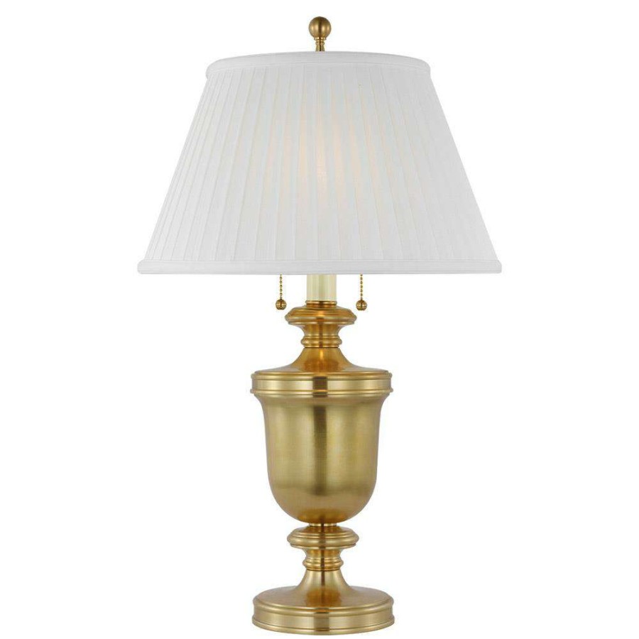 Lighting * | Visual Comfort Classical Antique Burnished Brass Silk Pleat Shade Table Lamp Cheap