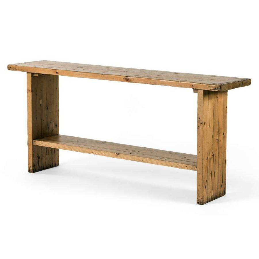 Furniture * | Terry Rustic Lodge Brown Reclaimed Pine Wood Rectangular Console Table Shop New