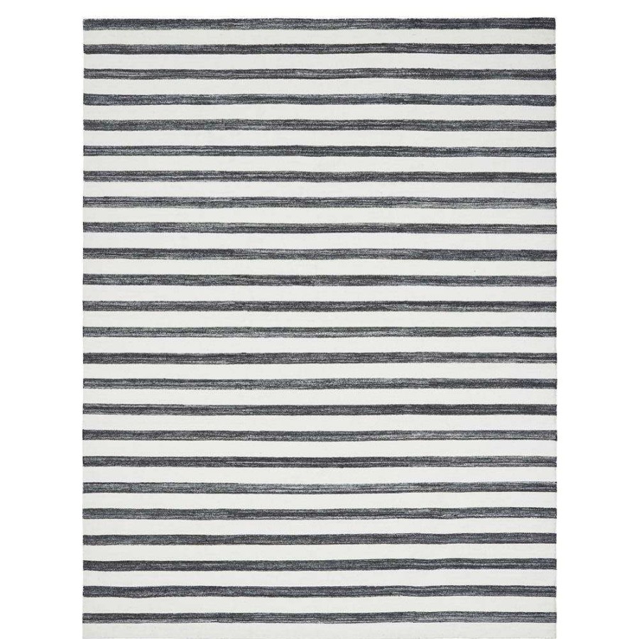 Rugs * | Stark Jodell Storm Black Striped Performance Acrylic Outdoor Rug 6'X9 Best Quality