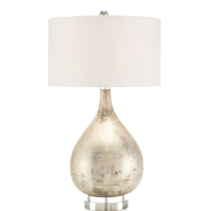 Lighting * | John-Richard Hollywood Weathered Silver Glass Acrylic Base Table Lamp Quick Delivery