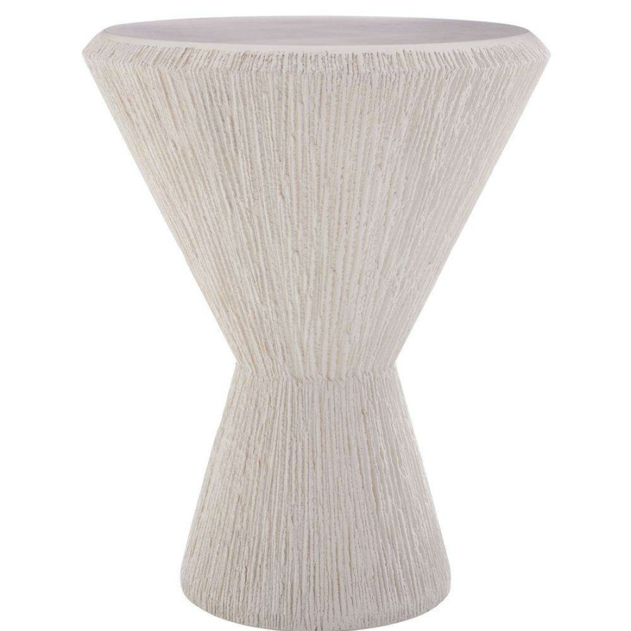 Furniture * | Arteriors Nika Coastal Beach White Concrete Round Drum Side End Table Best Quality