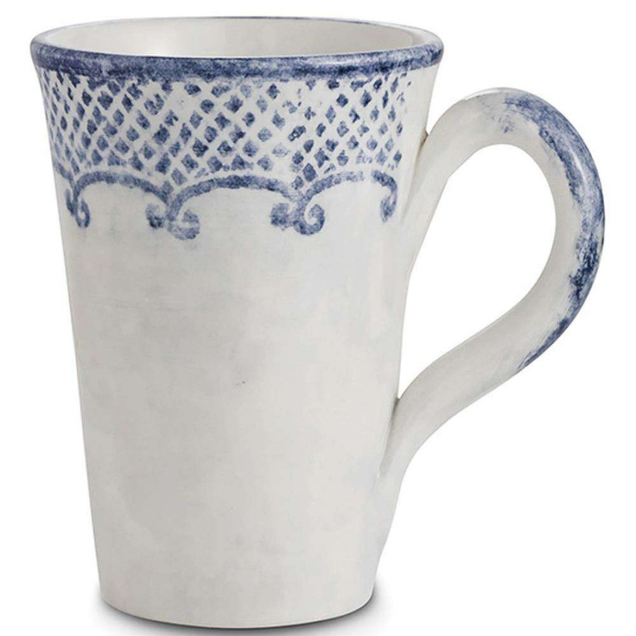 Dining & Bar * | Arte Italica Burano Coastal White Ceramic Blue Lace Mug Lower Price