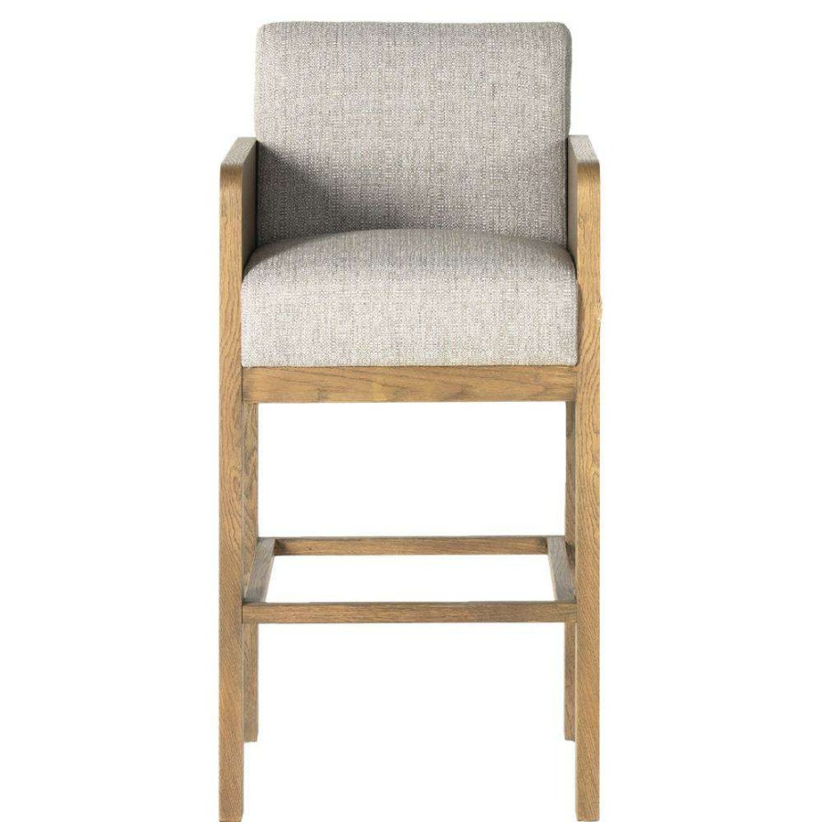 Furniture * | Jhunbert Rustic Lodge Grey Performance Upholstered Brown Wood Bar Stool Best Choice