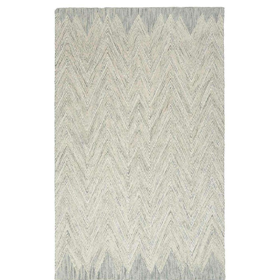 Rugs * | Una Modern Classic Grey Wool Chevron Patterned Rug 3'9 X5'9 High Quality