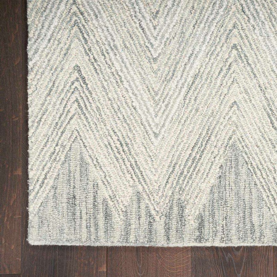 Rugs * | Una Modern Classic Grey Wool Chevron Patterned Rug 3'9 X5'9 High Quality