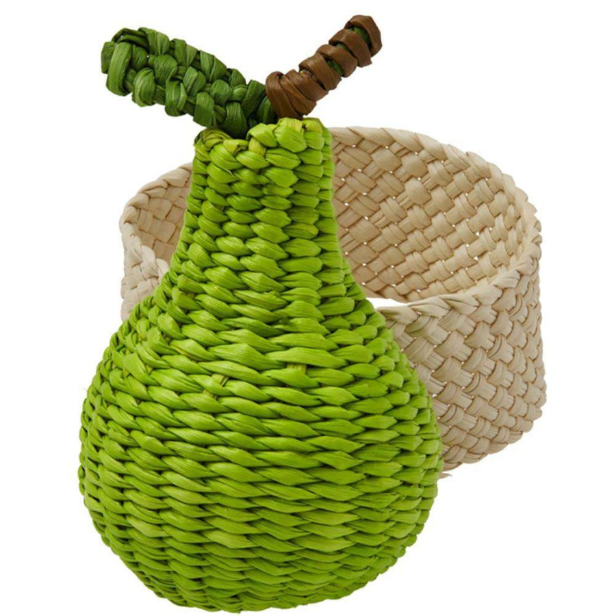 Dining & Bar * | Mode Living Orchard Coastal Beach Natural Iraca Palm Pear Napkin Ring High Quality