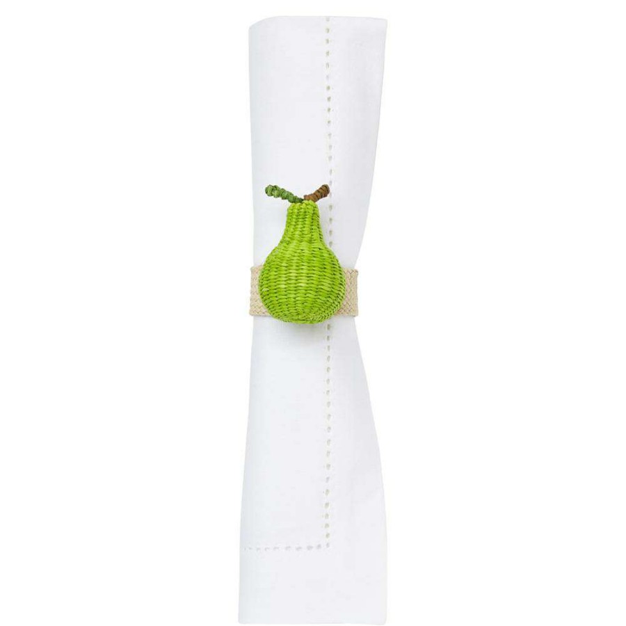 Dining & Bar * | Mode Living Orchard Coastal Beach Natural Iraca Palm Pear Napkin Ring High Quality