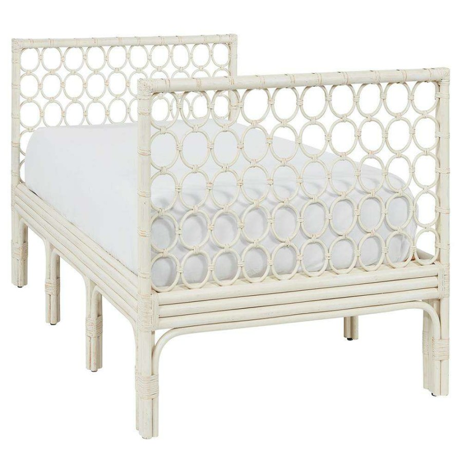 Furniture * | Maya Coastal Beach White Cushion White Rattan Daybed Best Choice