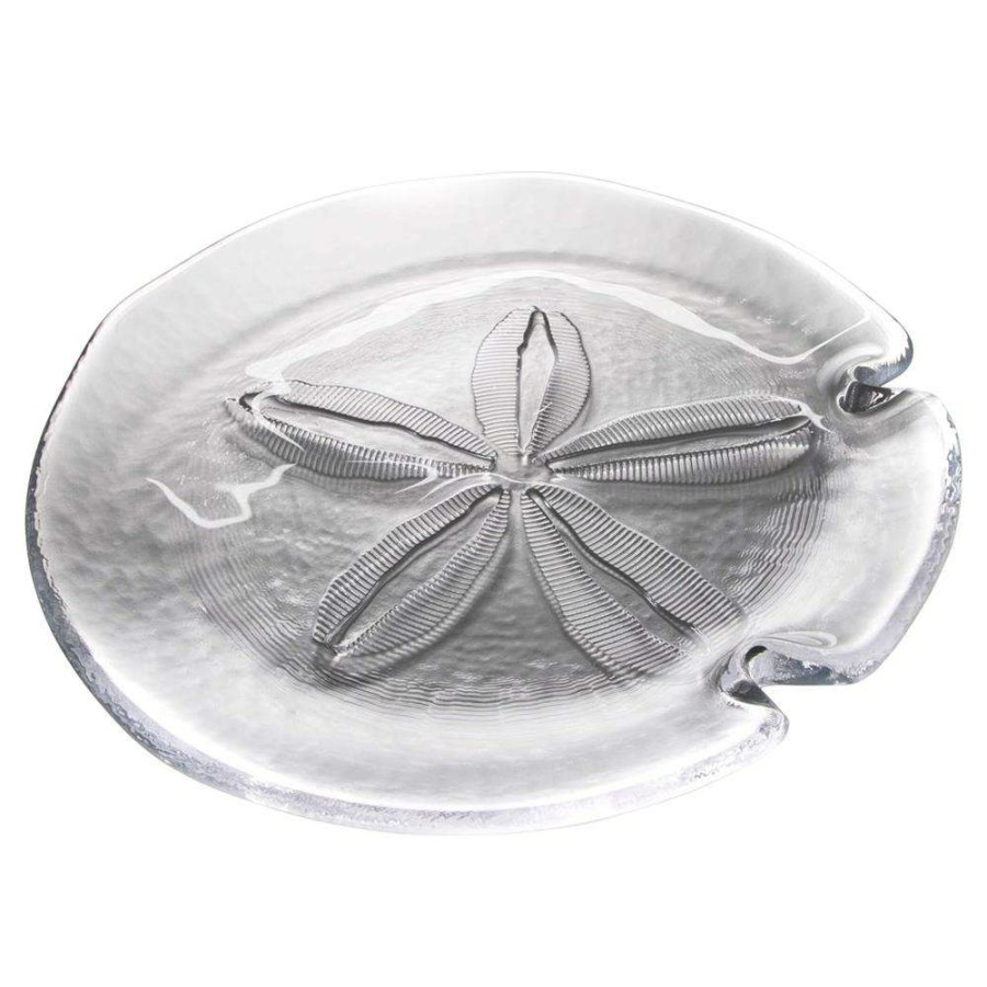 Decor * | Simon Pearce Coastal Sand Dollar Glass Platter Popular