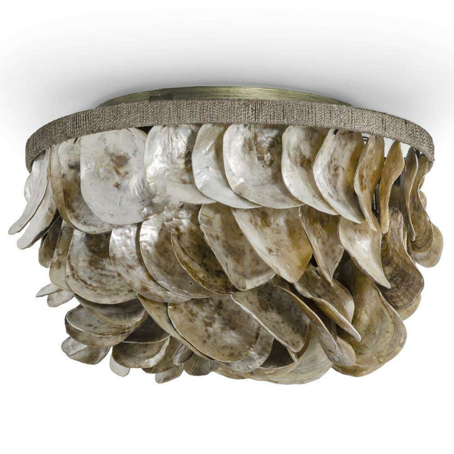 Lighting * | Palecek Playa Coastal Beach Natural Oyster Shells Flush Mount Excellent Quality