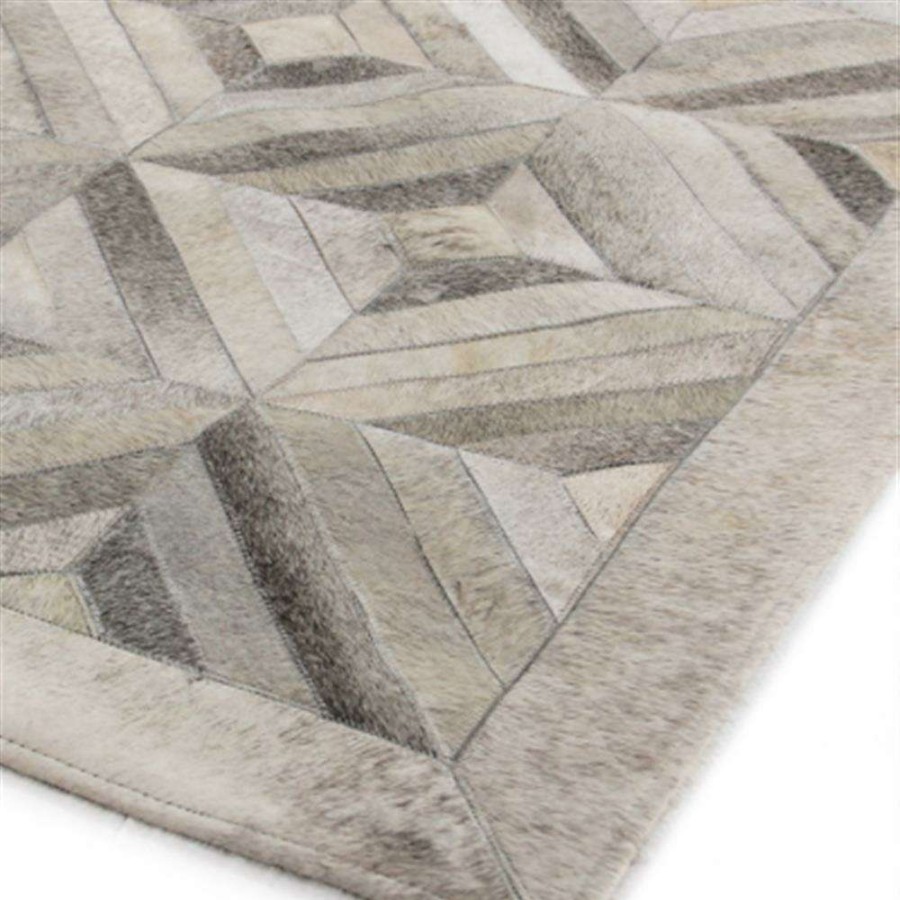 Rugs * | Exquisite Rugs Modern Grey Leather Hide Diamond Patterned Rug 116 146 Reliable Quality