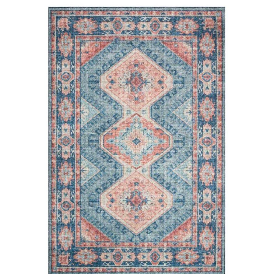 Rugs * | Loloi Skye Global Bazaar Turquoise Blue Geometric Patterned Rug 3'6 X5'6 New Arrivals