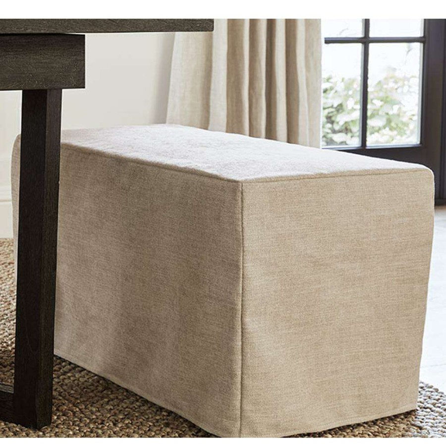 Furniture * | Stella Modern Classic Beige Performance Fabric Slipcovered Bench Best Sale