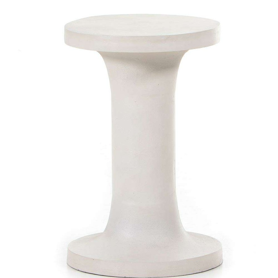 Outdoor * | Kyler Industrial Loft White Aluminum Round Outdoor Side End Table Quick Delivery