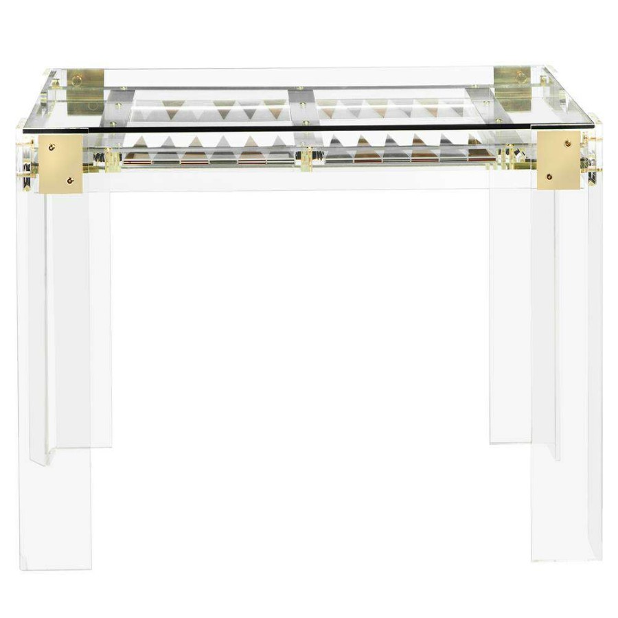 Furniture * | Interlude Pierre Modern Acrylic Brass Hinge Backgammon Table Shop New