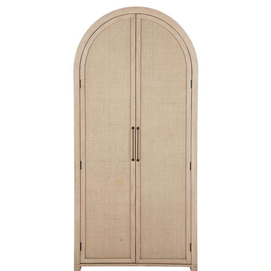 Furniture * | Gabby Elba Natural Rattan Wood Woven Door 4 Drawer Arched China Cabinet Exactly Discount