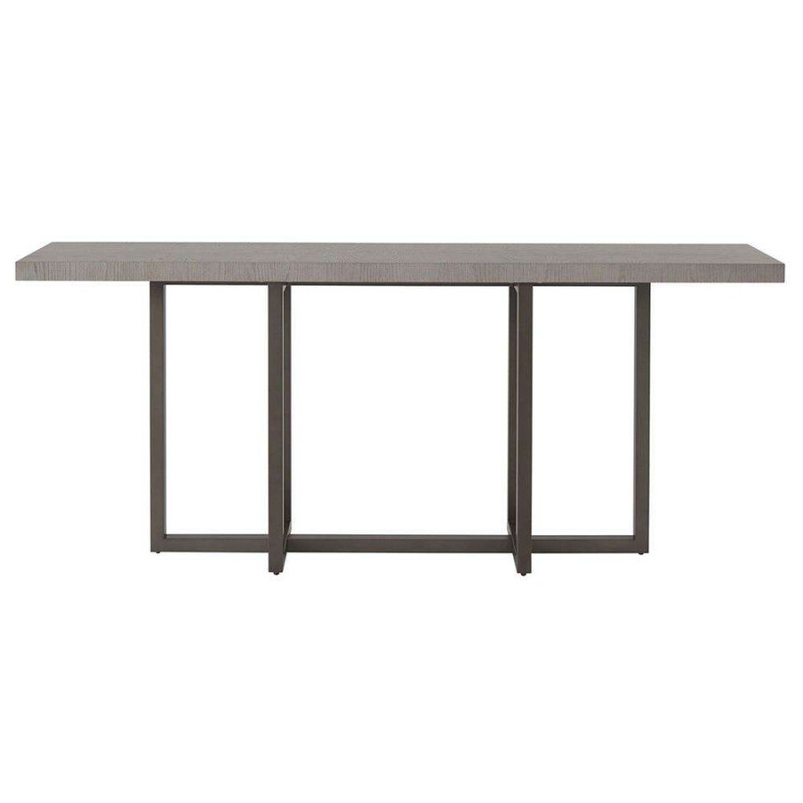 Furniture * | Eric French Light Grey Wood Top Bronze Metal Base Rectangular Console Table High Quality