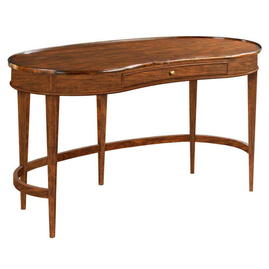 Furniture * | Woodbridge Marseille French Country Brown Wood Brass Pull 1 Drawer Kidney Desk Shop New