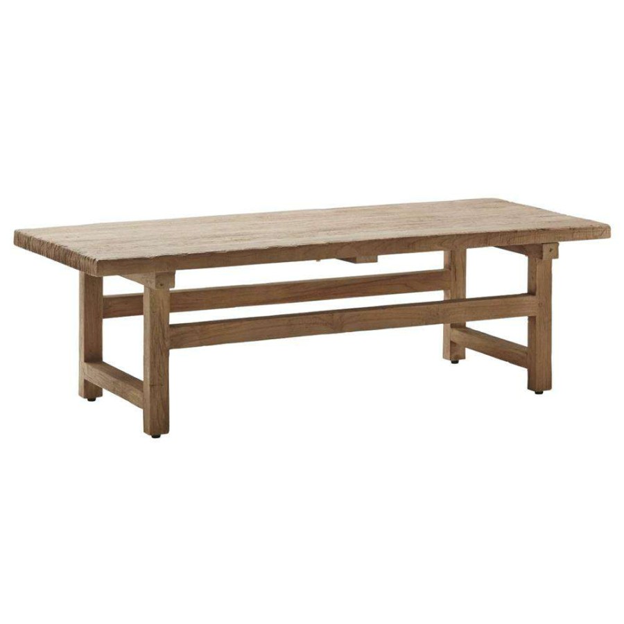 Furniture * | Watkins Rustic Lodge Natural Teak Wood Rectangular Classic Coffee Table Best Quality