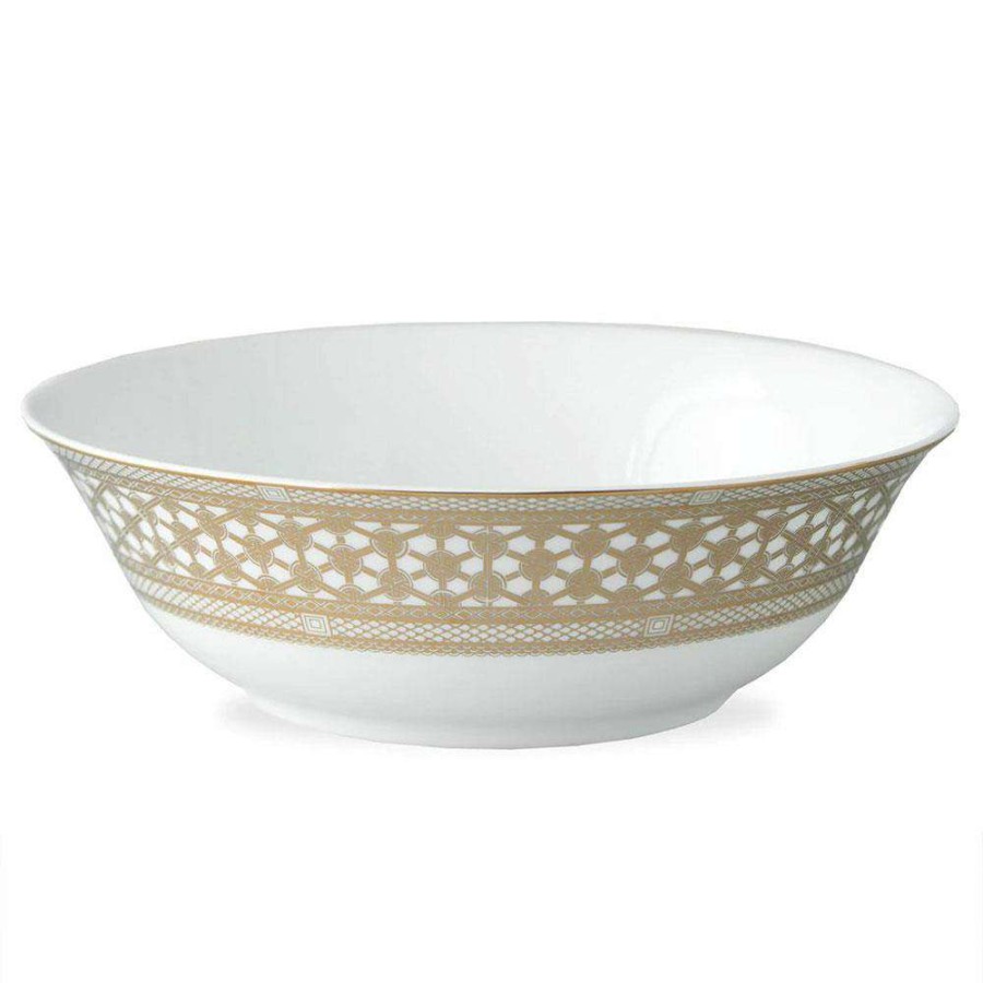 Dining & Bar * | Caskata Hawthorne Hollywood Regency Gold Porcelain Serving Bowl Exclusive Design