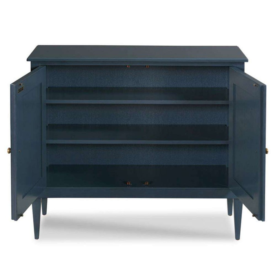 Furniture * | Woodbridge Cerise Mid Century Modern Blue Oak Wood Rectangular Console Table Reliable Quality