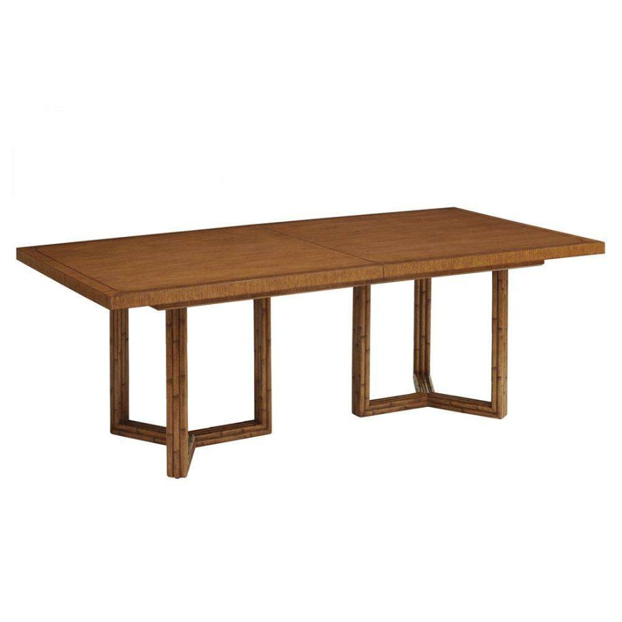 Furniture * | Tommy Bahama San Marino Coastal Beach Brown Wood Extendable Dining Table 108-128 W Fire Sale