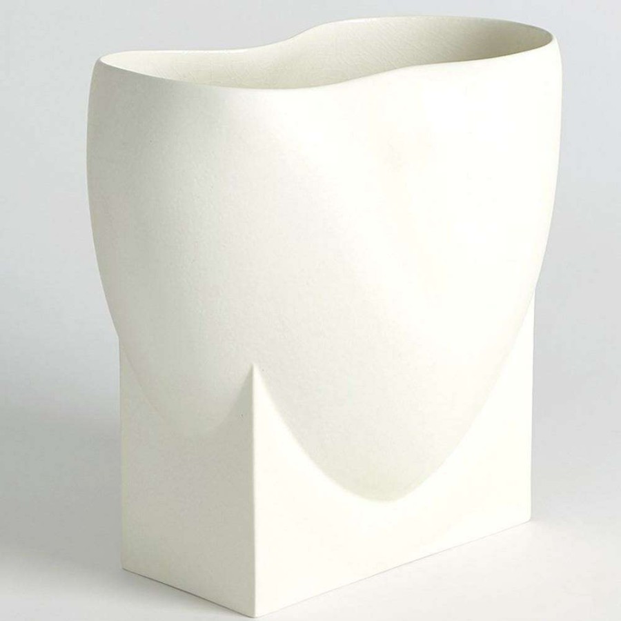 Decor * | Studio A Home Orpheus Modern Classic Matte White Ceramic Decorative Bowl Excellent Quality