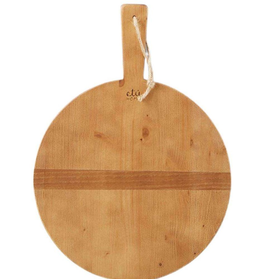 Dining & Bar * | Kelsey Modern Classic Brown Pine Wood Round Serving Tray Small Reliable Quality